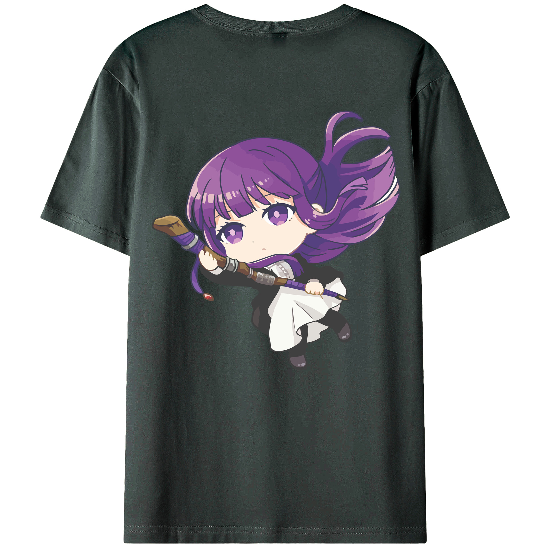 （画像用） 葬送のフリーレン Frieren 綿100％ メンズ半袖Tシャツ（バックプリント） 通気性